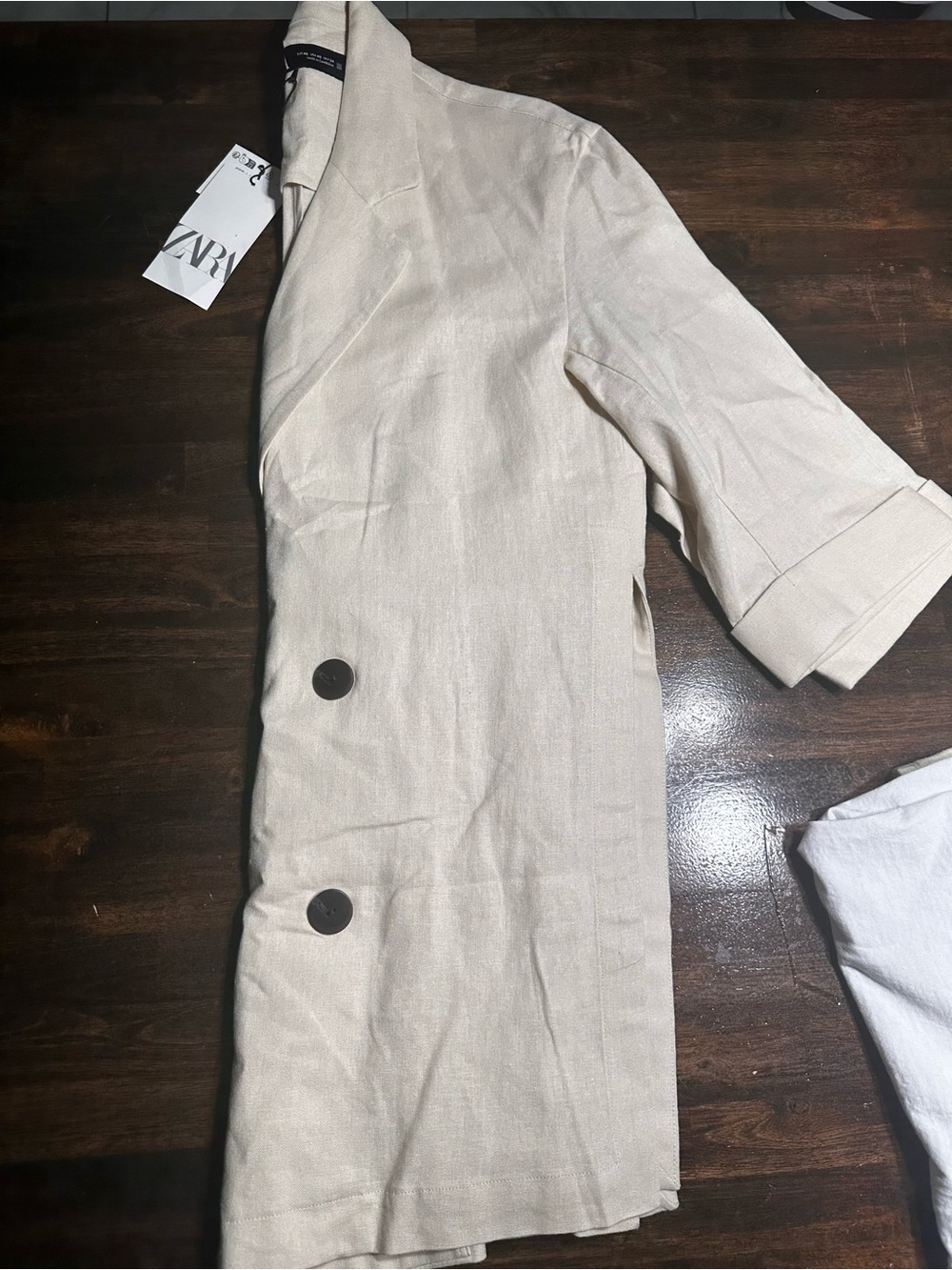 ZARA Beige Linen-Blend Blazer - Picture 4 of 7